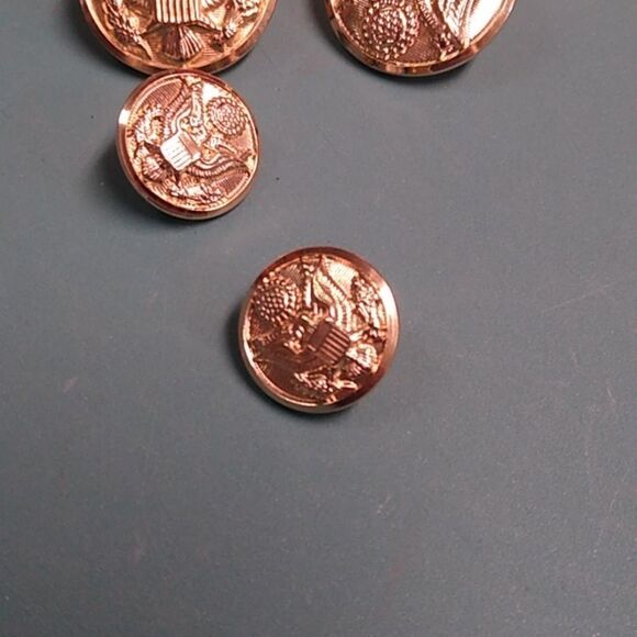 US Army Golden Eagle Shield Buttons Gold Tone Metal 4 LG 2 Sm - Picture 2 of 5